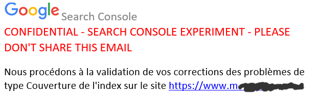 Google Search Console : nouvelle fonctionnalité, chut