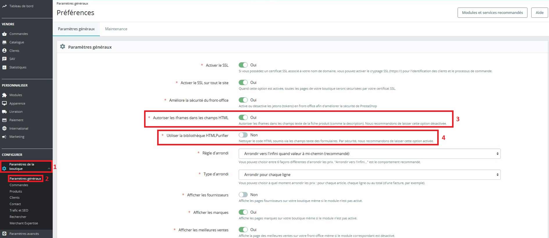 copie d'écran pour autoriser les iframes en plein écran en 4 clics
