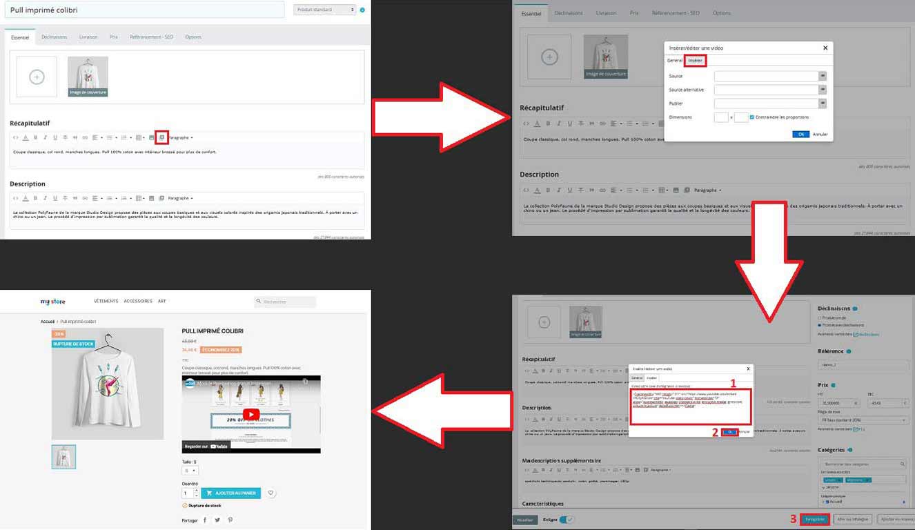 étapes dans le back office pour intégrer l'iframe