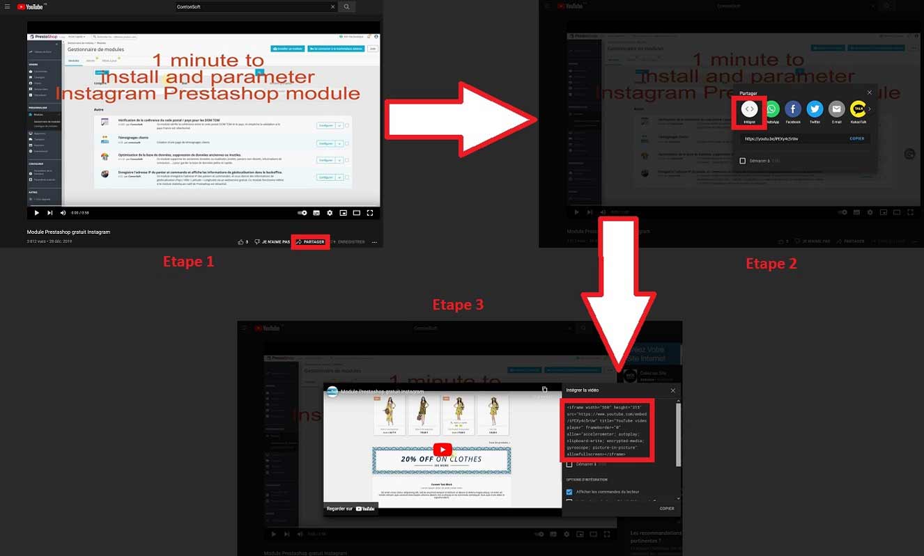 étapes pour extraire l'iframe sur youtube