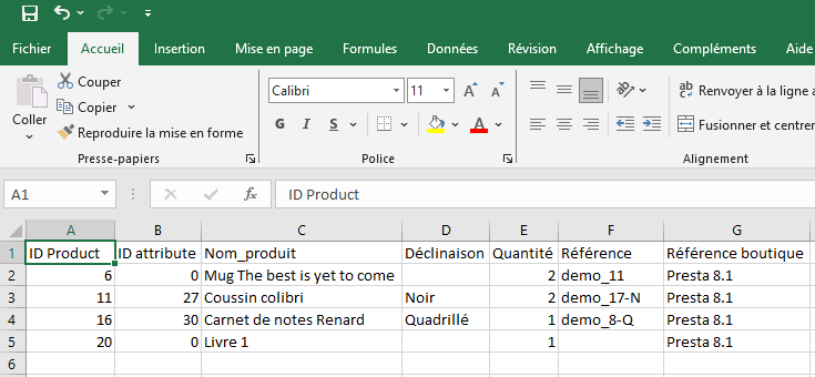 Export Excel du cumul des demandes de produits hors stock pour les clients