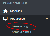 Prestashop backoffice apparence theme et logo
