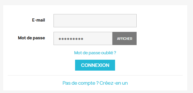 Prestashop écran de connexion au compte client