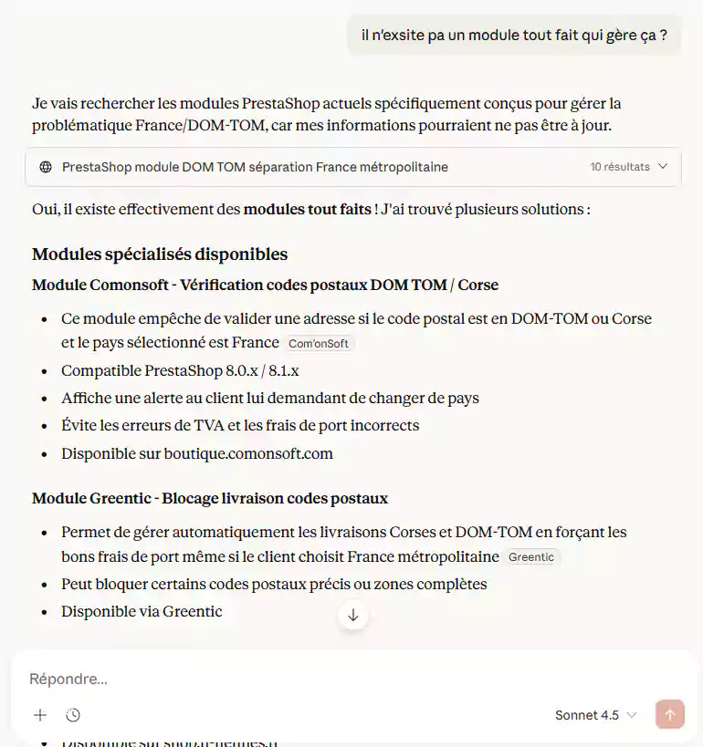 Exemple de GEO avec une IA générative (Claude)